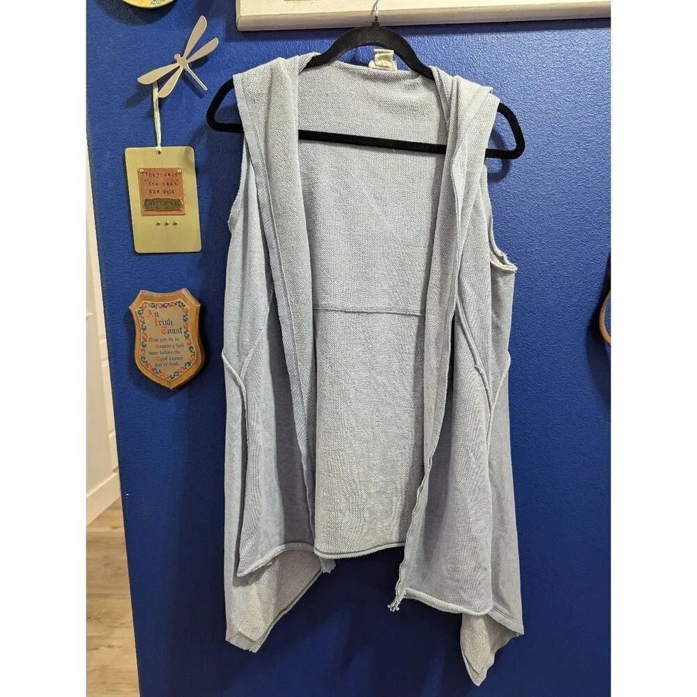 2/25 Sleeveless Drape Front Waterfall Cardigan w/ Hood Vest